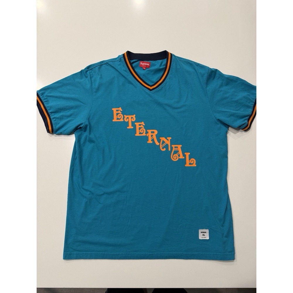 Supreme Eternal Practice Jersey FW18 Teal XL Mens V-Neck Streetwear T-Shirt